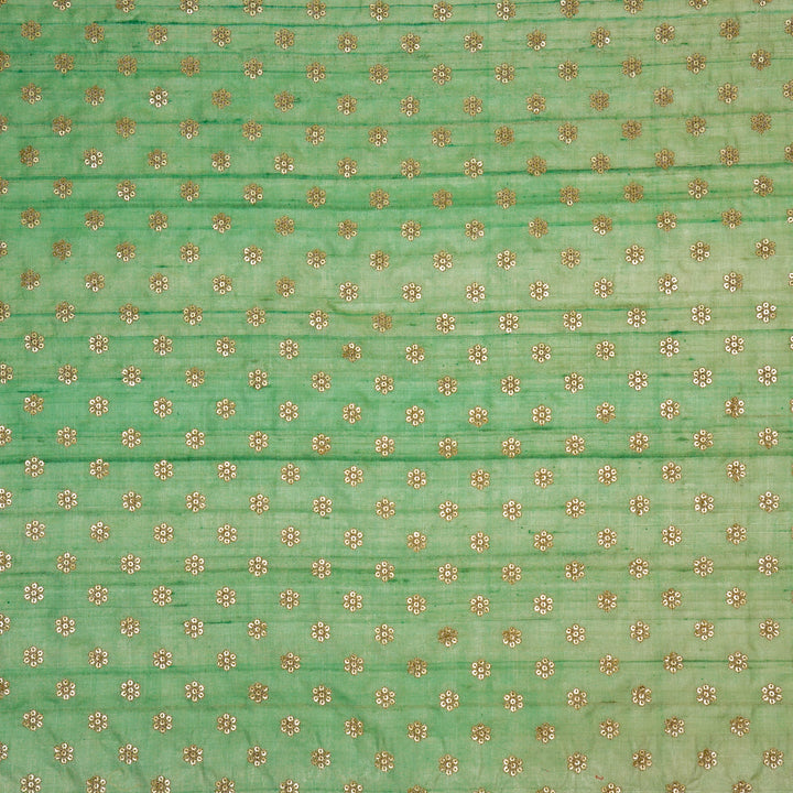 Rati Buti on Sea Green Tussar Silk Embroidered Fabric