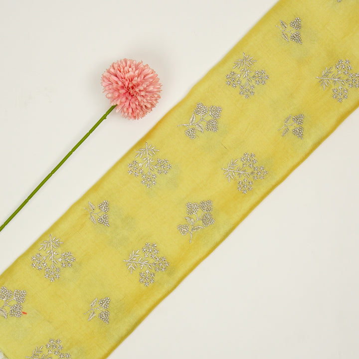 Lubna Buta Buti Mixture on Lemon Silk Chanderi Embroidered Fabric