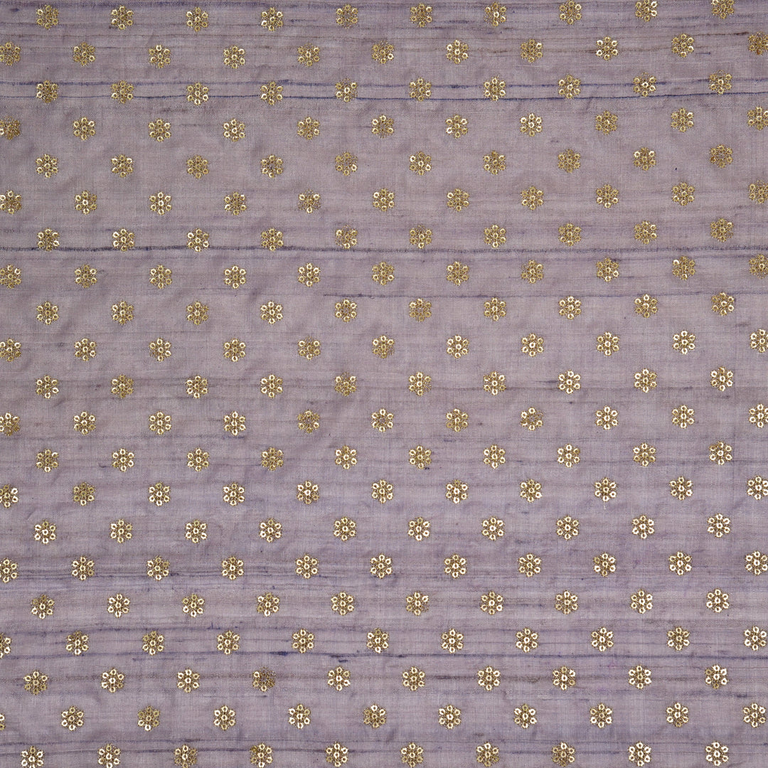 Rati Buti on Mauve Tussar Silk Embroidered Fabric