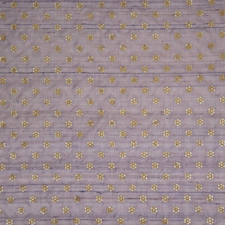 Rati Buti on Mauve Tussar Silk Embroidered Fabric