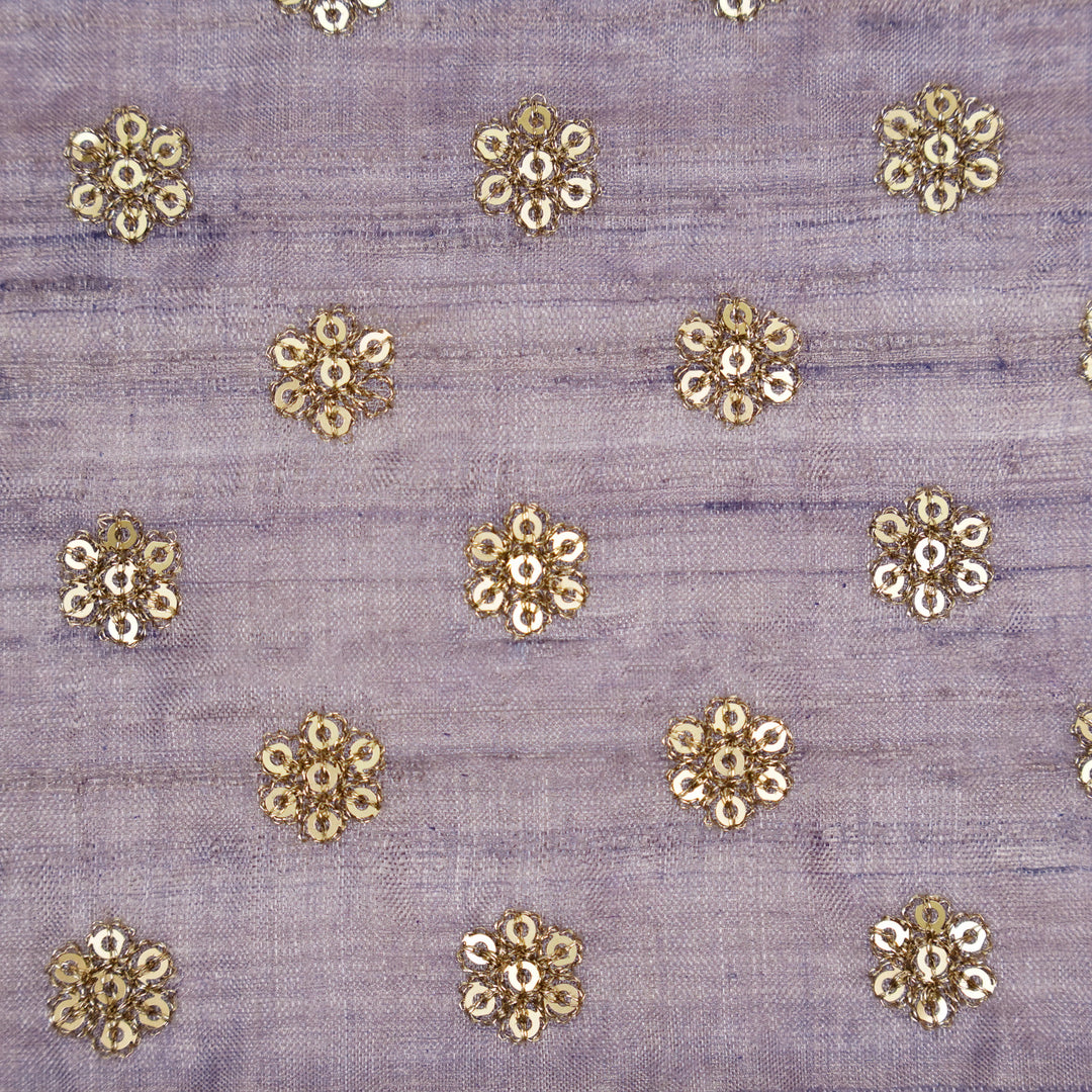 Rati Buti on Mauve Tussar Silk Embroidered Fabric