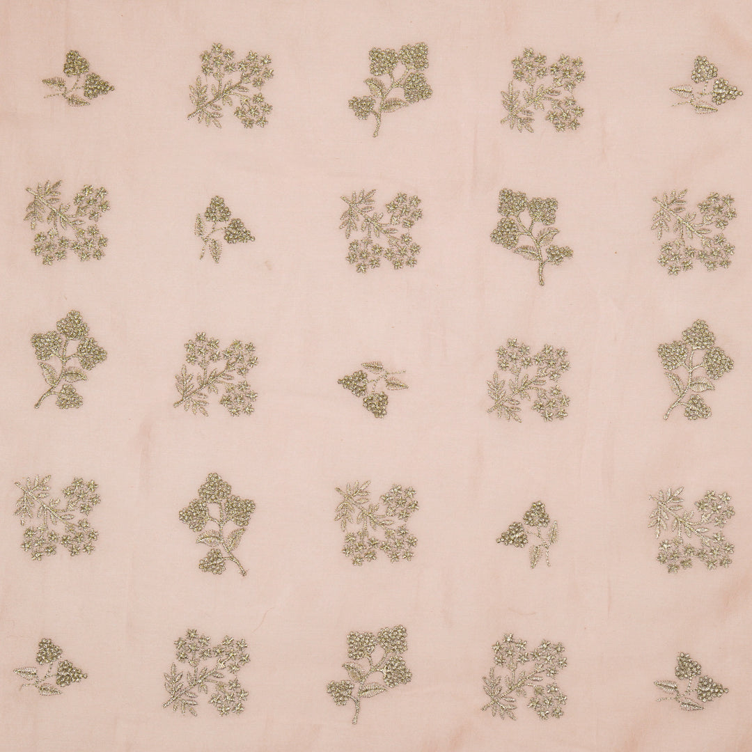 Lubna Buta Buti Mixture on Baby Pink Silk Chanderi Embroidered Fabric