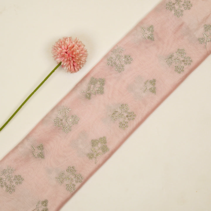 Lubna Buta Buti Mixture on Baby Pink Silk Chanderi Embroidered Fabric