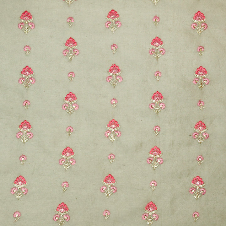 Gulika Buta Buti Mixture  on Mouse Silk Chanderi Embroidered Fabric