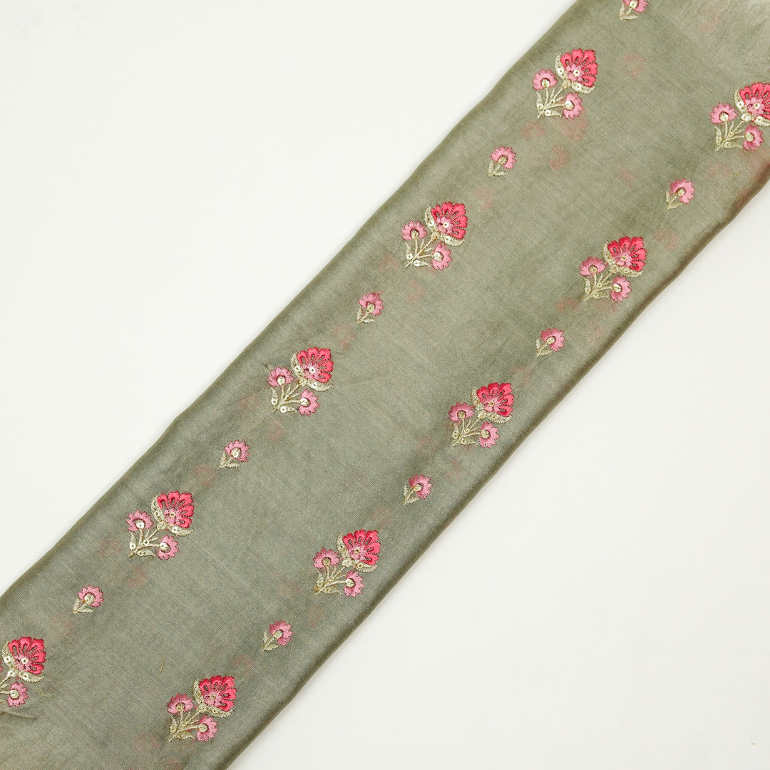 Gulika Buta Buti Mixture  on Mouse Silk Chanderi Embroidered Fabric