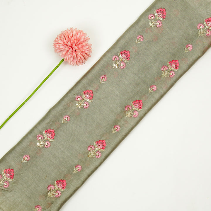 Gulika Buta Buti Mixture  on Mouse Silk Chanderi Embroidered Fabric