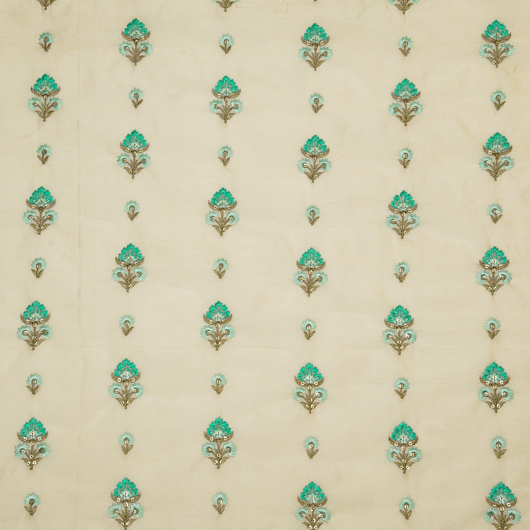 Gulika Buta Buti Mixture  on Cream Silk Chanderi Embroidered Fabric