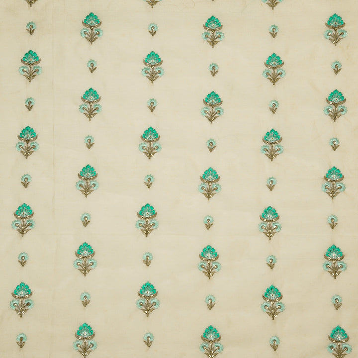 Gulika Buta Buti Mixture  on Cream Silk Chanderi Embroidered Fabric