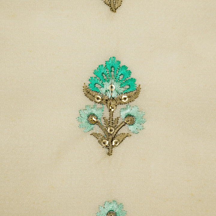 Gulika Buta Buti Mixture  on Cream Silk Chanderi Embroidered Fabric