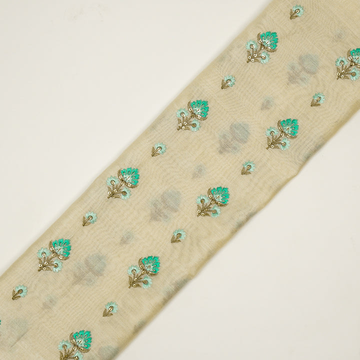 Gulika Buta Buti Mixture  on Cream Silk Chanderi Embroidered Fabric