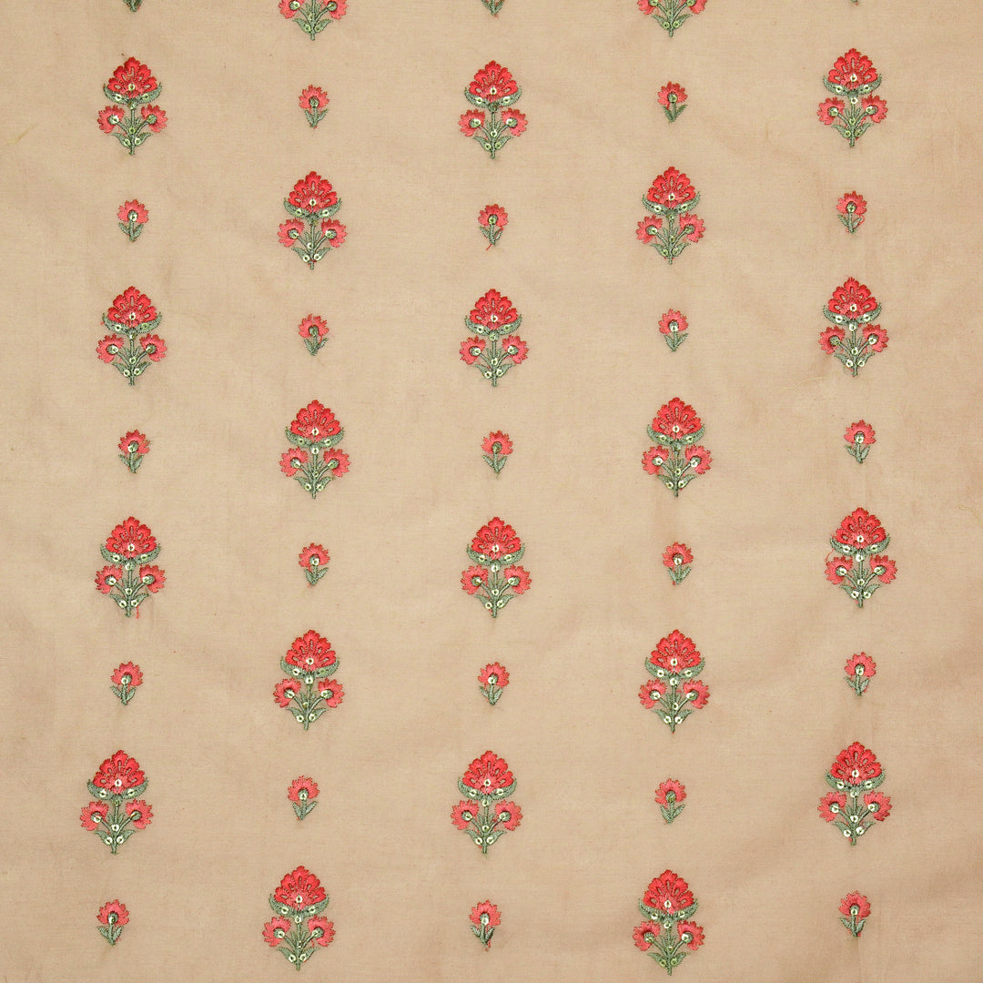 Gulika Buta Buti Mixture on Sand Silk Chanderi Embroidered Fabric