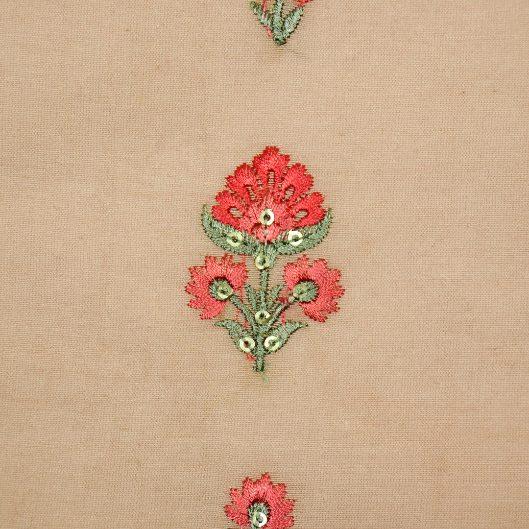 Gulika Buta Buti Mixture on Sand Silk Chanderi Embroidered Fabric