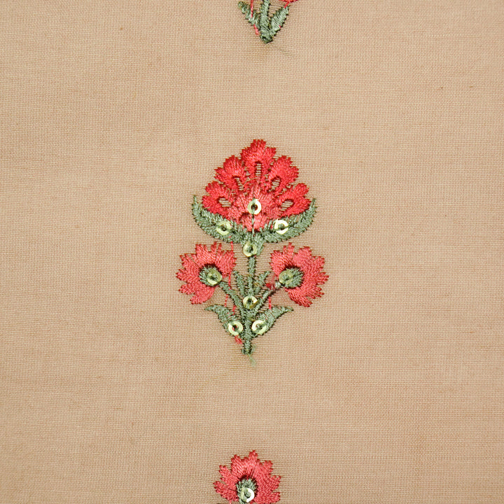 Gulika Buta Buti Mixture on Sand Silk Chanderi Embroidered Fabric