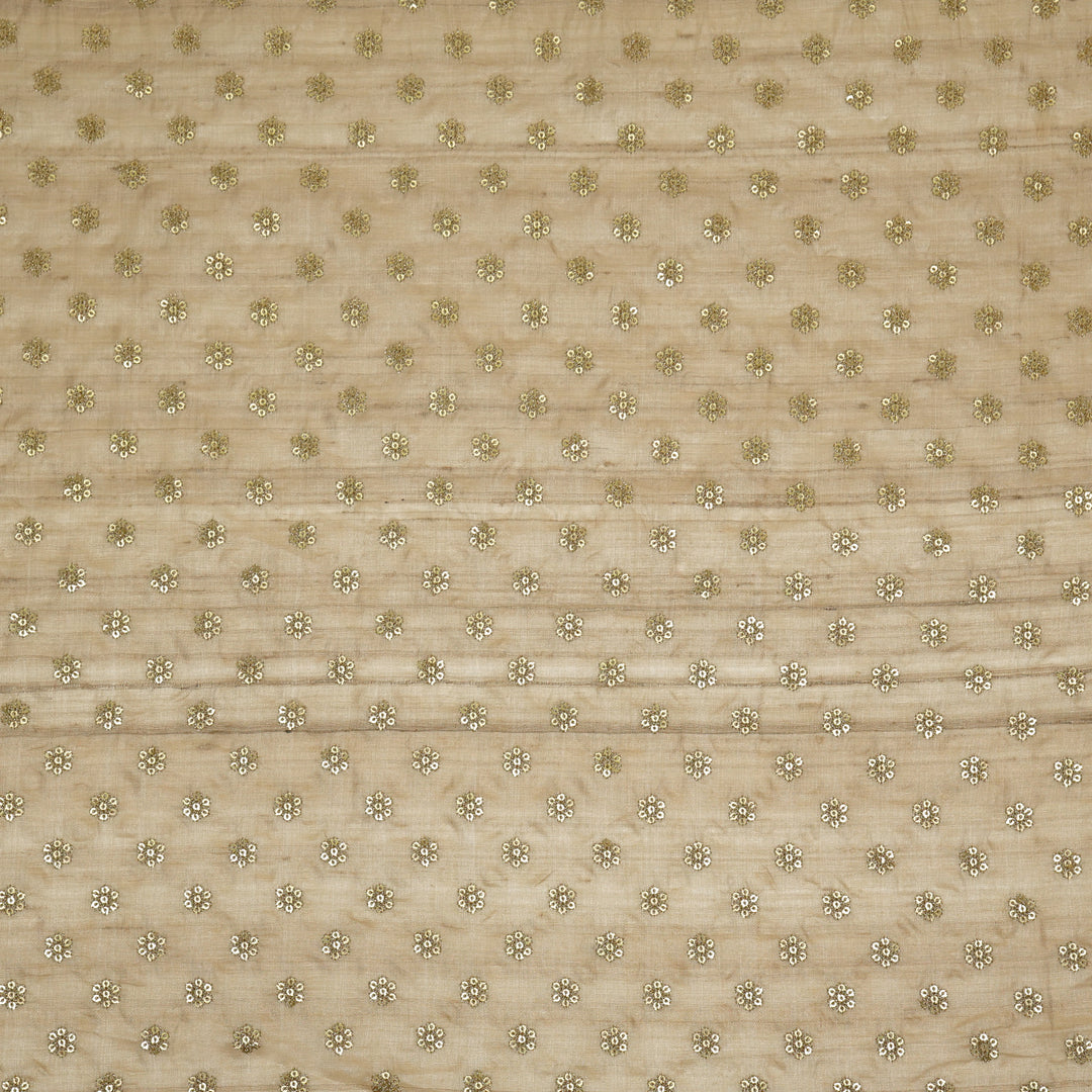 Rati Buti on Natural Tussar Silk Embroidered Fabric