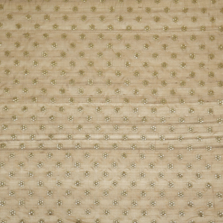 Rati Buti on Natural Tussar Silk Embroidered Fabric