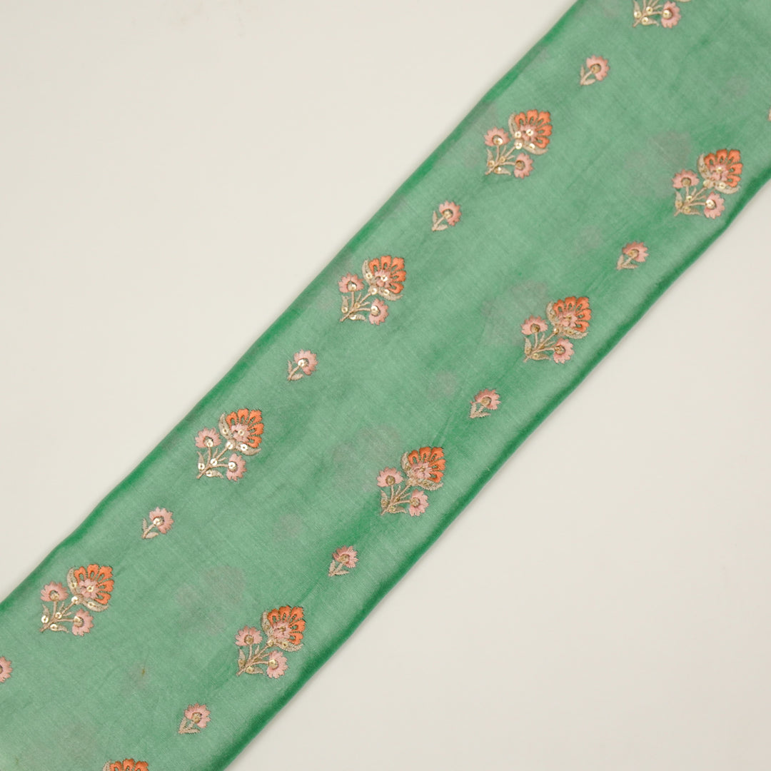 Gulika Buta Buti Mixture on Forest/Green Silk Chanderi Embroidered Fabric