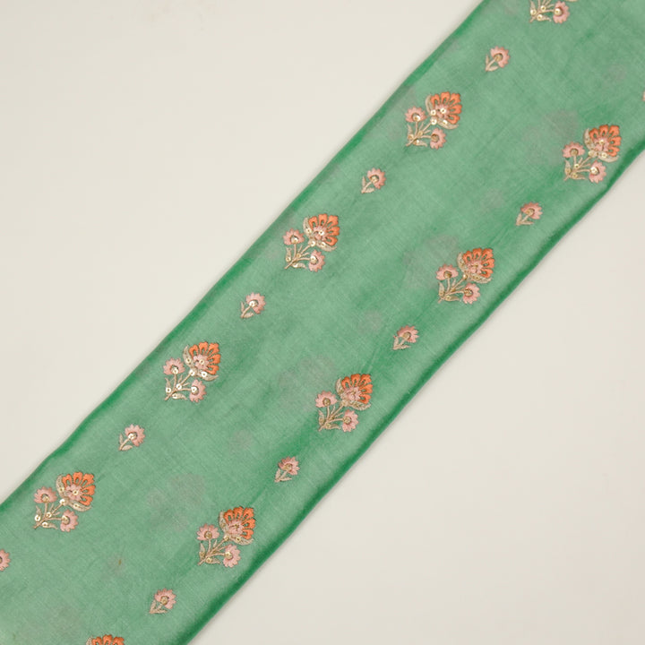 Gulika Buta Buti Mixture on Forest/Green Silk Chanderi Embroidered Fabric