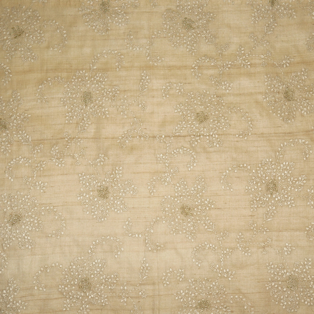 Mihir Jaal On Natural Tussar Silk Embroidered Fabric