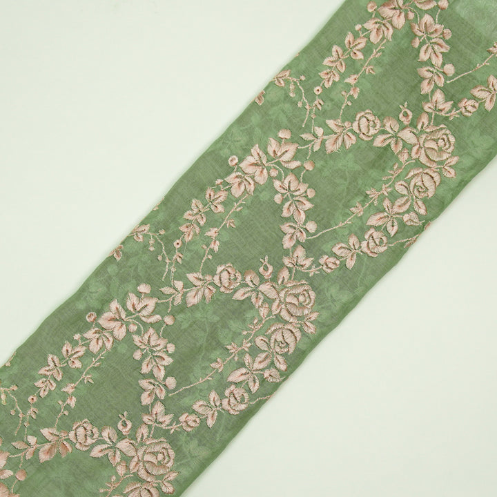 Nismah Jaal on Sage Green Cotton Silk Embroidered Fabric