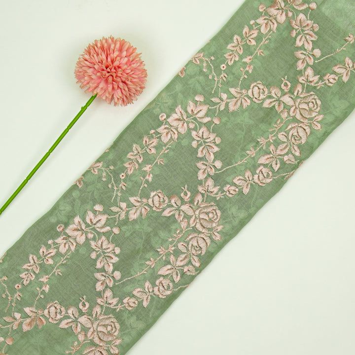 Nismah Jaal on Sage Green Cotton Silk Embroidered Fabric