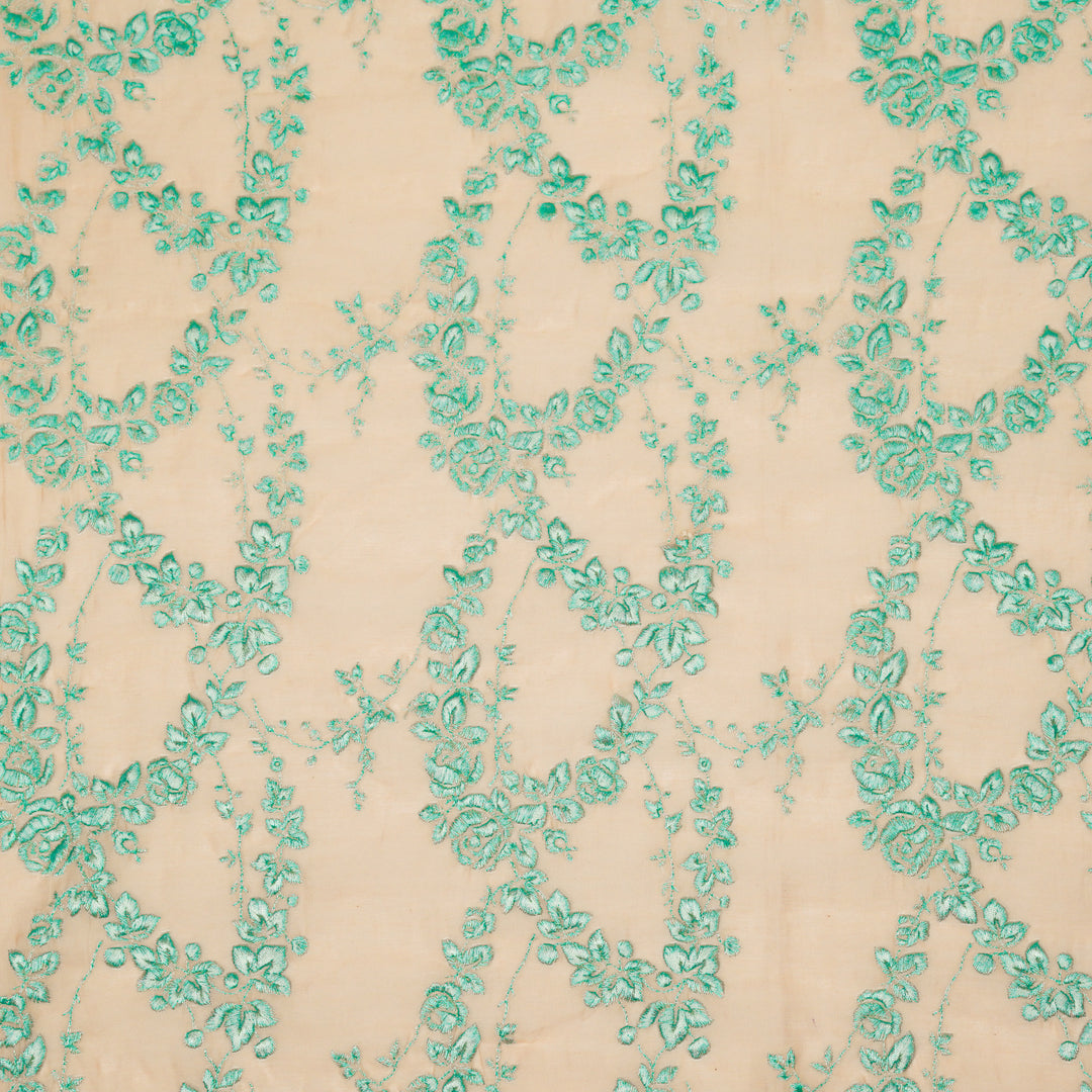 Nismah Jaal on Peach Cotton Silk Embroidered Fabric