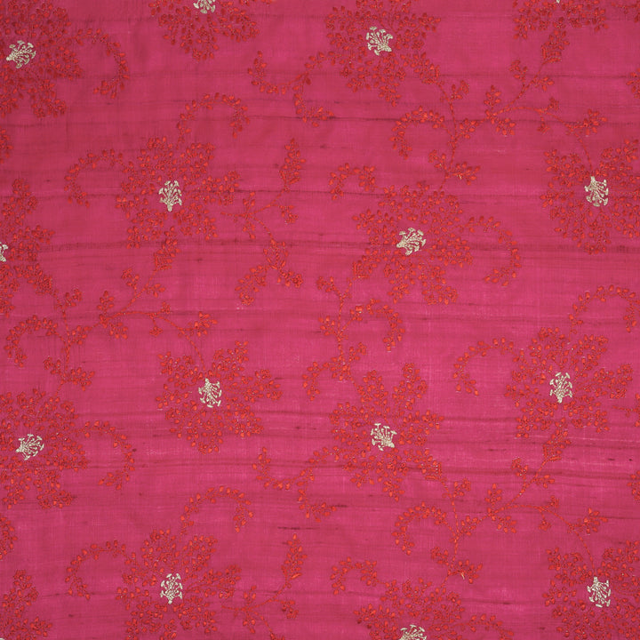 Mihir Jaal On Fuxia Tussar Silk Embroidered Fabric