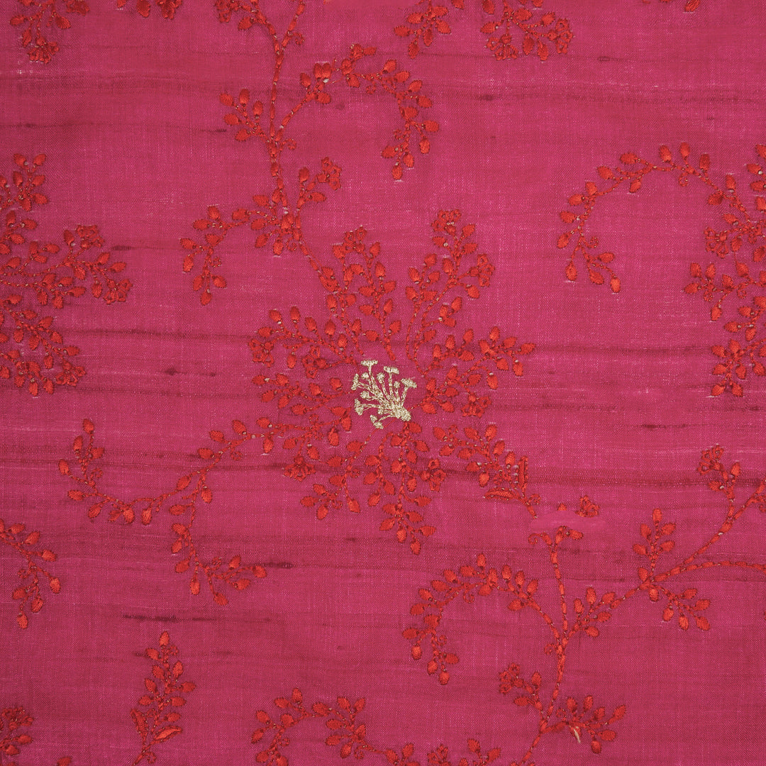 Mihir Jaal On Fuxia Tussar Silk Embroidered Fabric