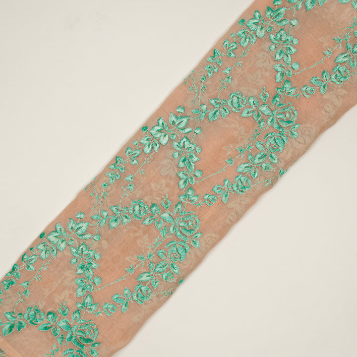 Nismah Jaal on Peach Cotton Silk Embroidered Fabric