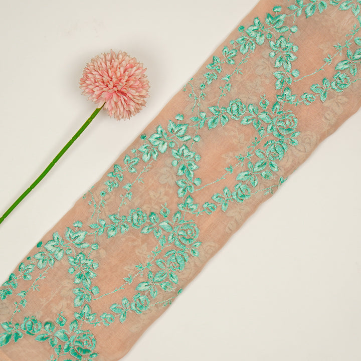 Nismah Jaal on Peach Cotton Silk Embroidered Fabric