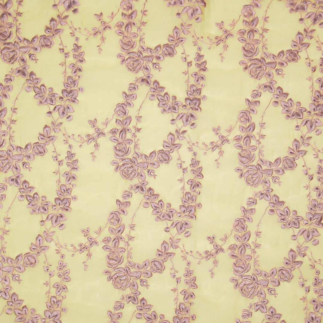 Nismah Jaal on Lemon Cotton Silk Embroidered Fabric