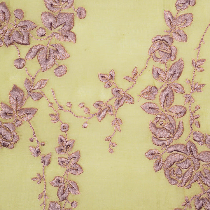Nismah Jaal on Lemon Cotton Silk Embroidered Fabric