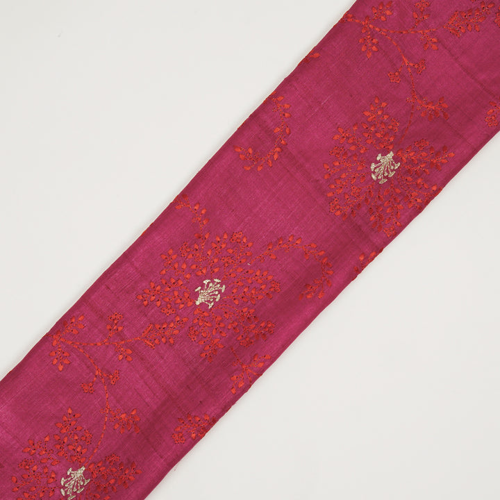 Mihir Jaal On Fuxia Tussar Silk Embroidered Fabric