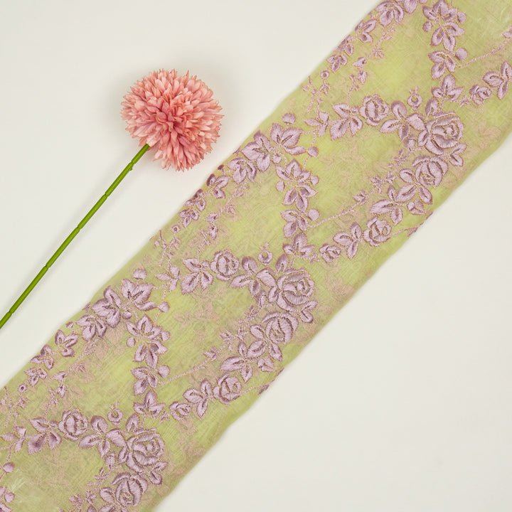 Nismah Jaal on Lemon Cotton Silk Embroidered Fabric