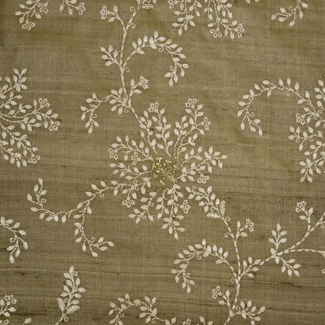 Mihir Jaal On Mouse Tussar Silk Embroidered Fabric