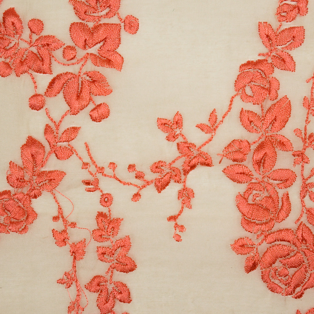 Nismah Jaal on Dusky/Cream Cotton Silk Embroidered Fabric