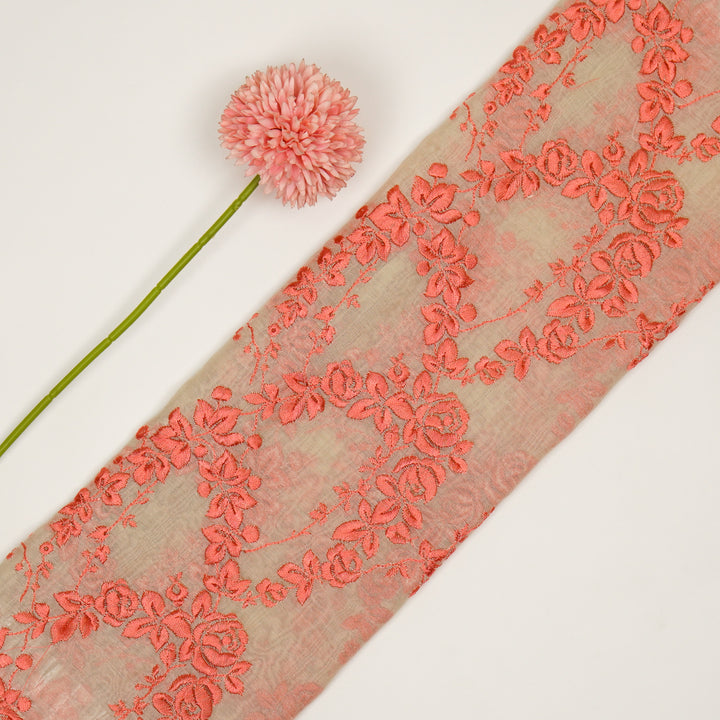 Nismah Jaal on Dusky/Cream Cotton Silk Embroidered Fabric