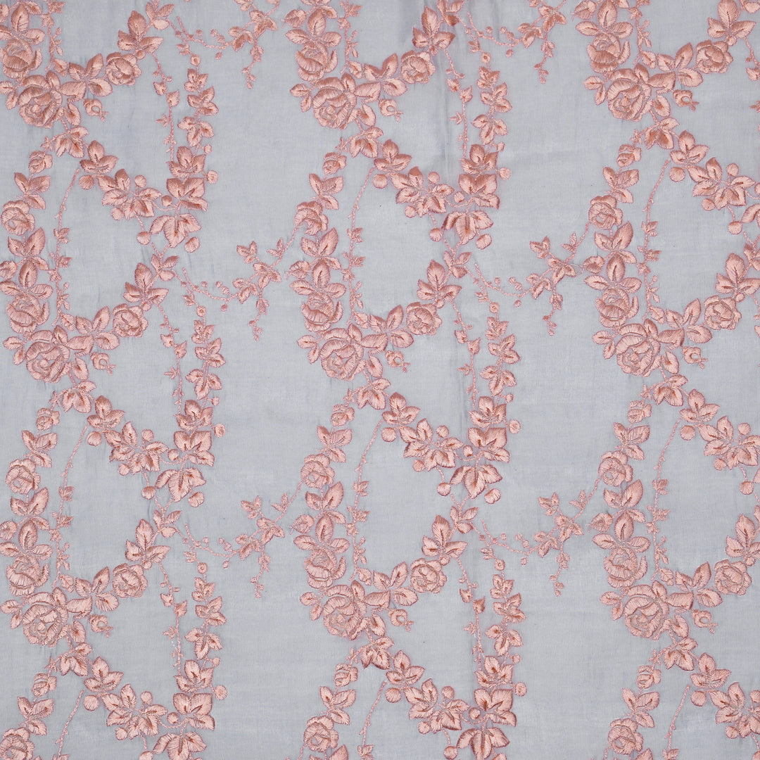 Nismah Jaal on Mauve Cotton Silk Embroidered Fabric