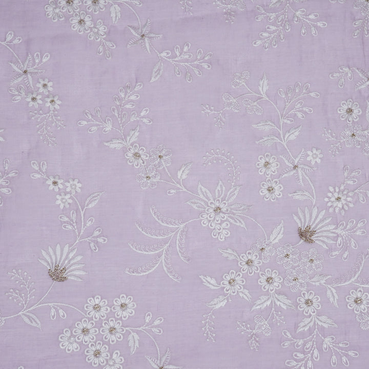 Aamodini Jaal on Lilac Cotton Silk Embroidered Fabric