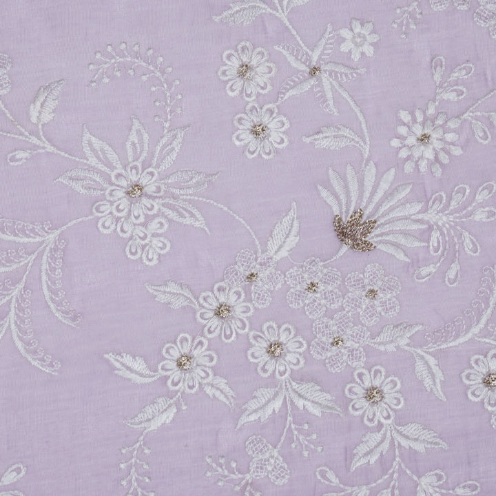 Aamodini Jaal on Lilac Cotton Silk Embroidered Fabric