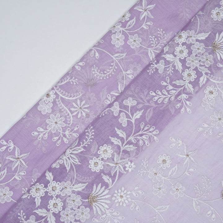 Aamodini Jaal on Lilac Cotton Silk Embroidered Fabric