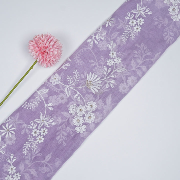 Aamodini Jaal on Lilac Cotton Silk Embroidered Fabric