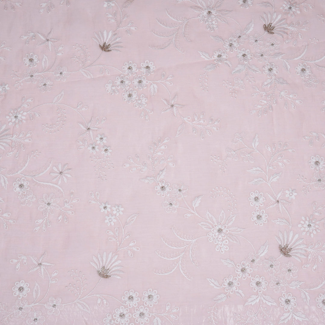 Aamodini Jaal on Light Peach Cotton Silk Embroidered Fabric