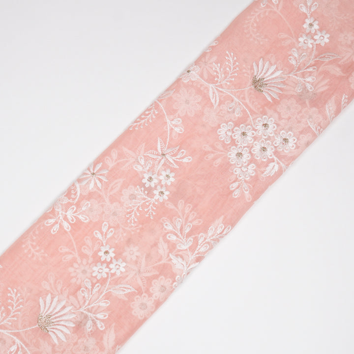 Aamodini Jaal on Light Peach Cotton Silk Embroidered Fabric