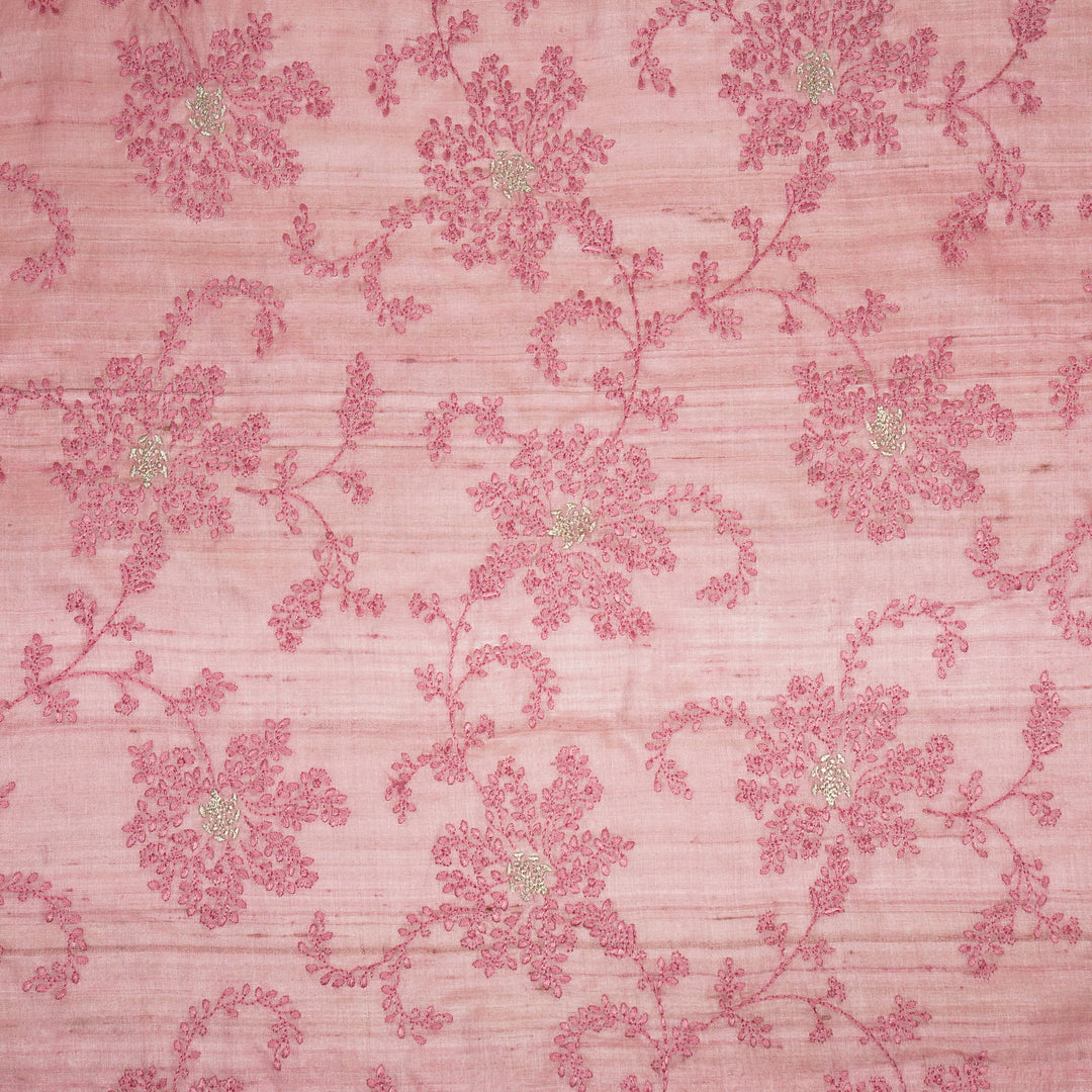 Mihir Jaal On Dusky Pink Tussar Silk Embroidered Fabric