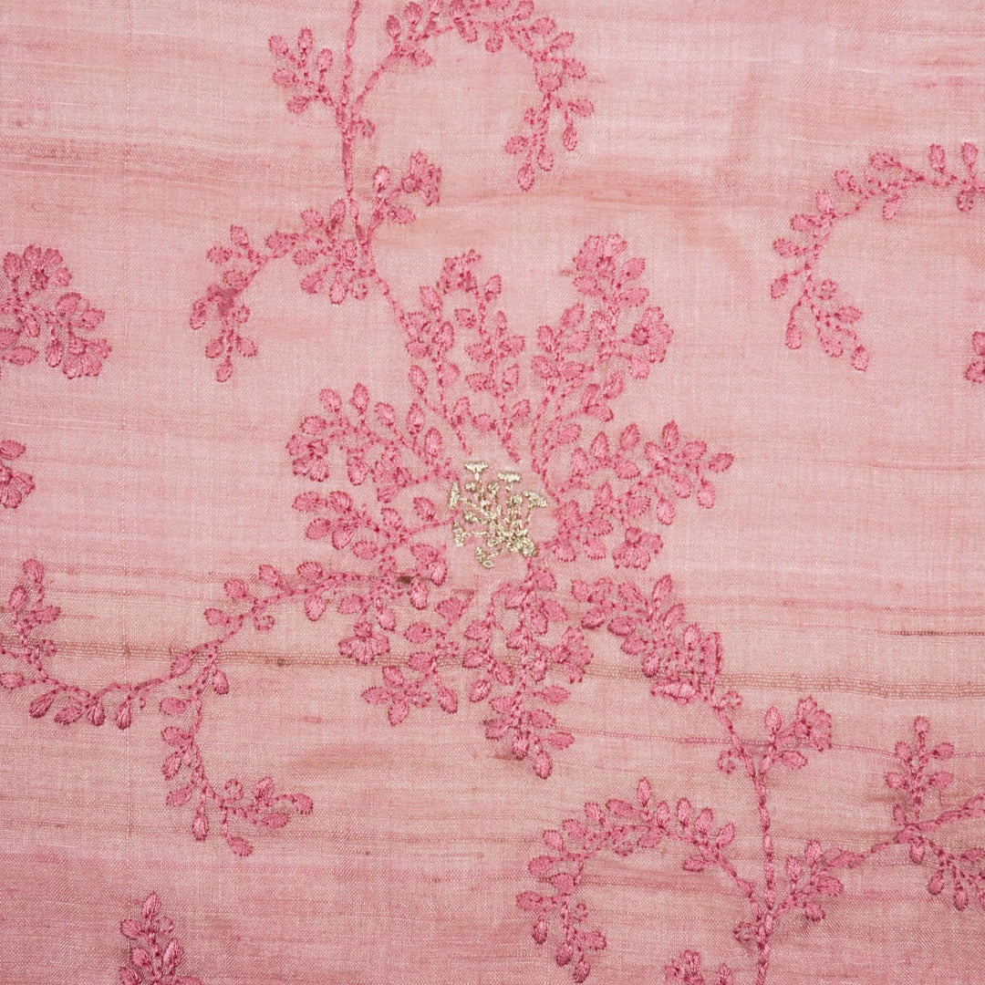 Mihir Jaal On Dusky Pink Tussar Silk Embroidered Fabric