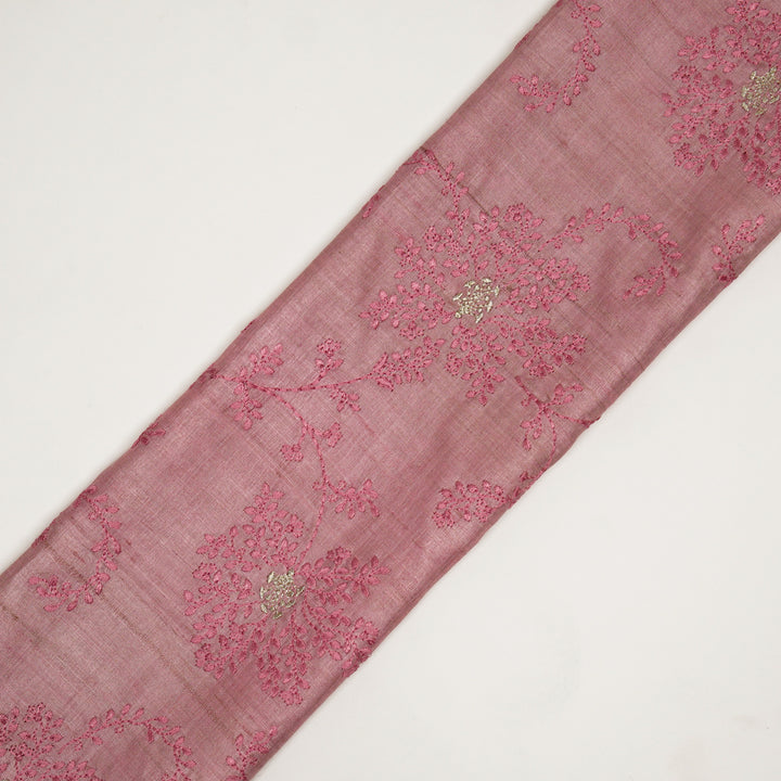 Mihir Jaal On Dusky Pink Tussar Silk Embroidered Fabric