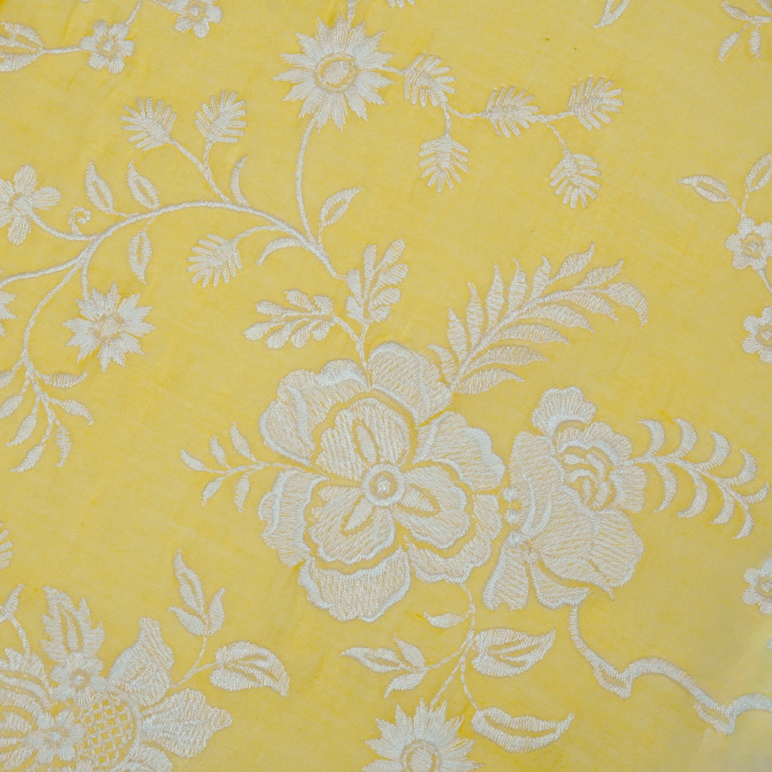 Aadishree Jaal on Yellow Cotton Silk Embroidered Fabric