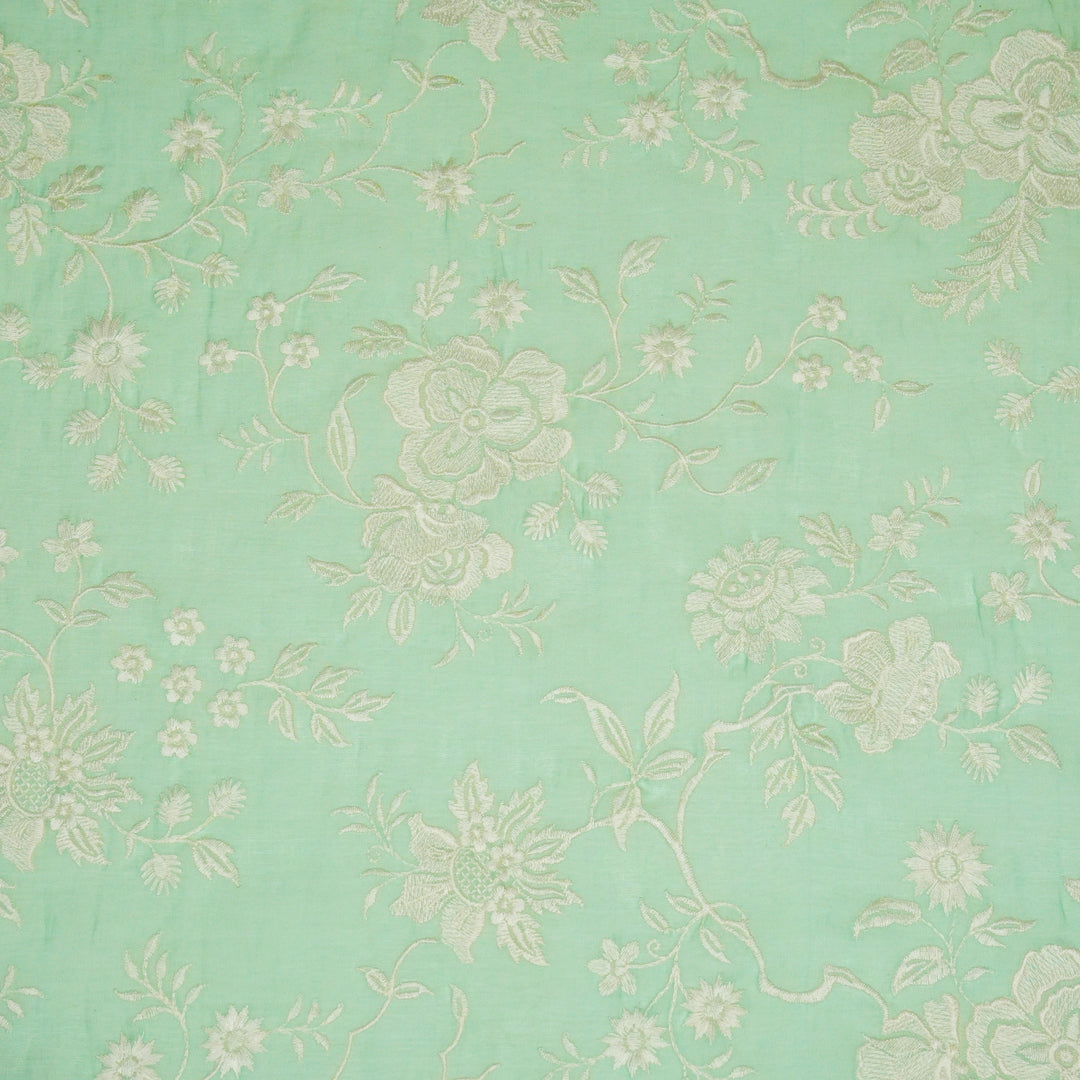 Aadishree Jaal on Sea Green Cotton Silk Embroidered Fabric