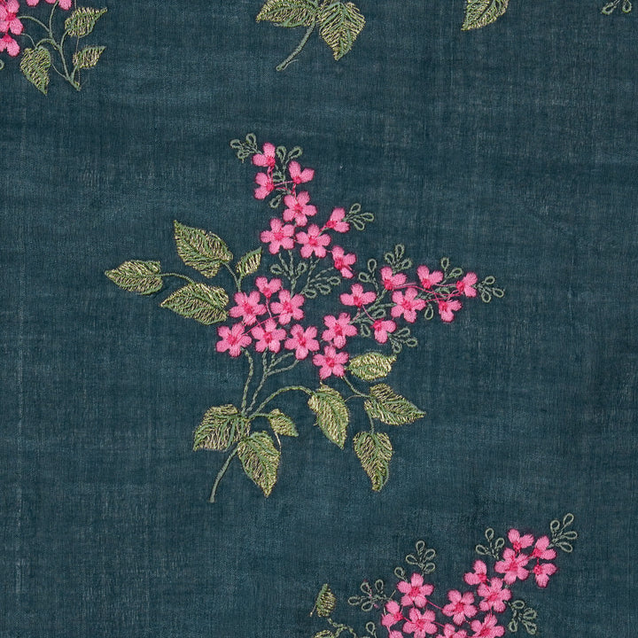 Yuna Floral Buta on Prussian Blue Munga Silk