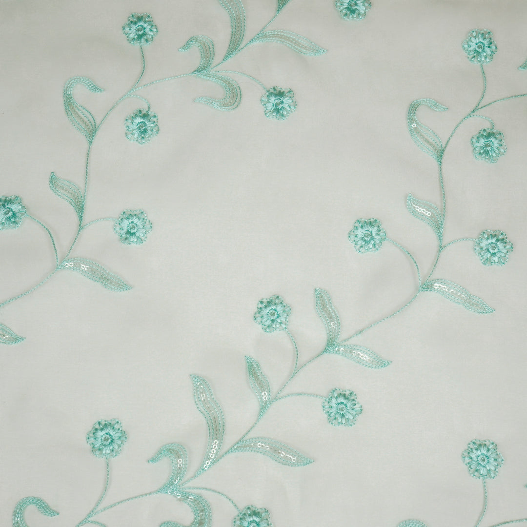 Navya Jaal on Aqua Green Silk Organza Embroidered Fabric